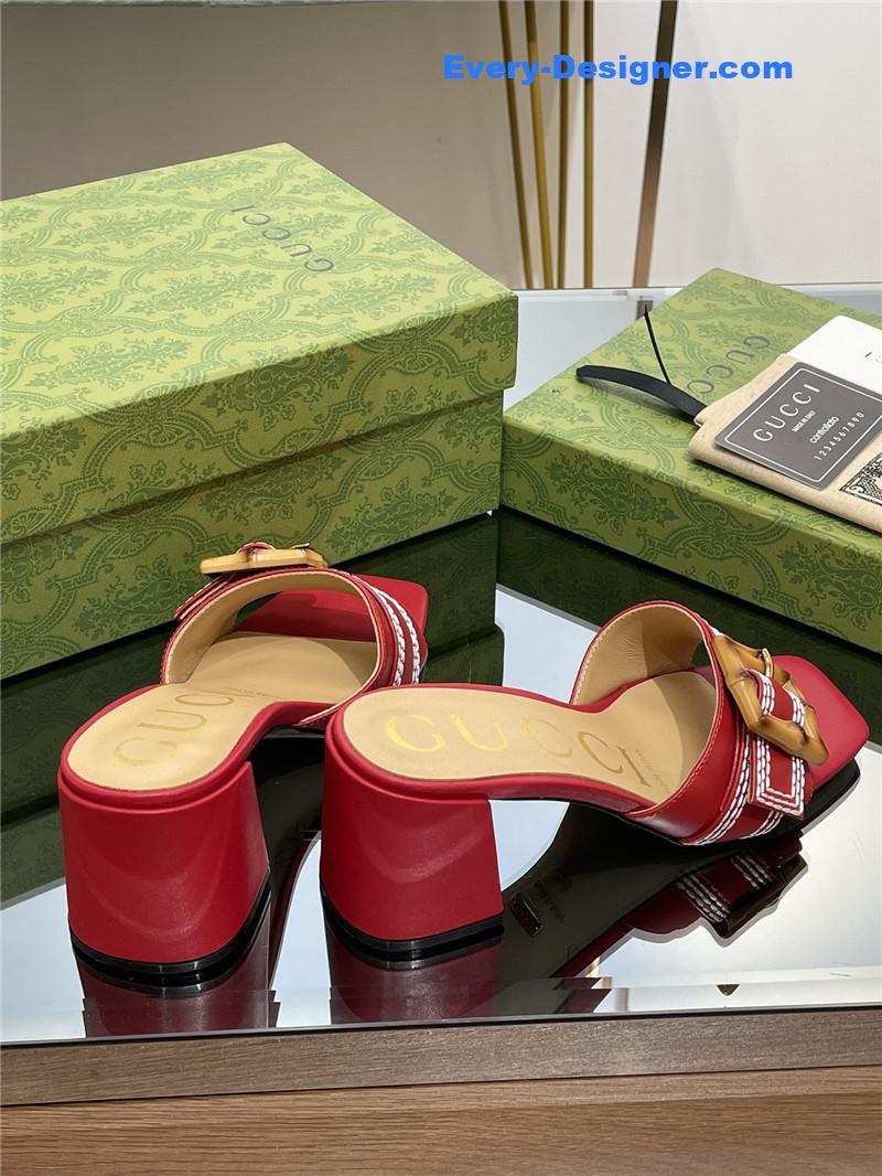 Gvc*1 chunky heel bamboo buckle sandals