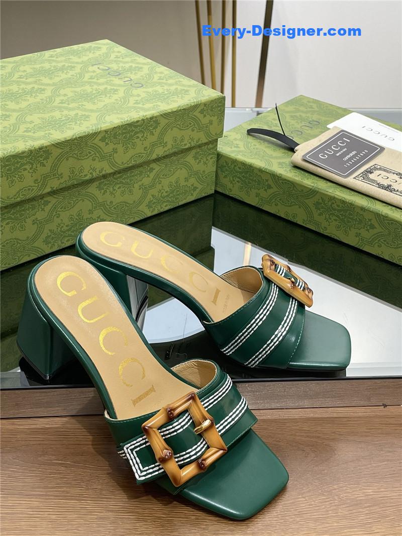 Gvc*1 chunky heel bamboo buckle sandals