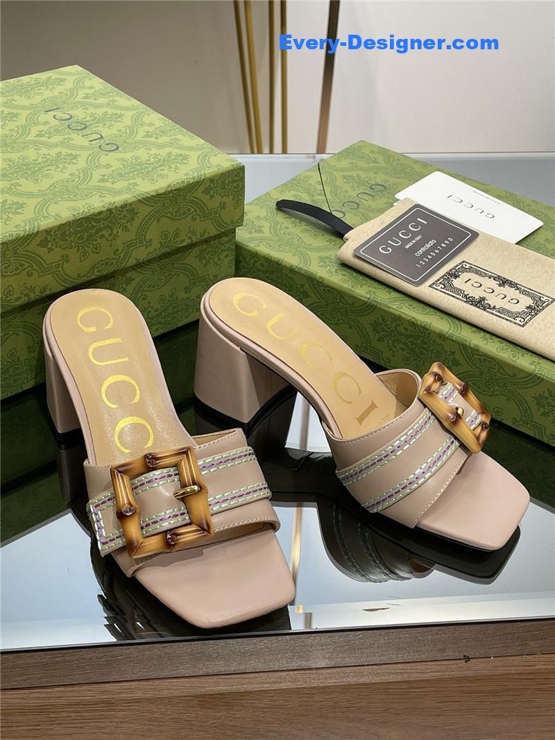 Gvc*1 chunky heel bamboo buckle sandals