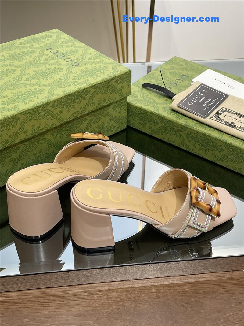 Gvc*1 chunky heel bamboo buckle sandals