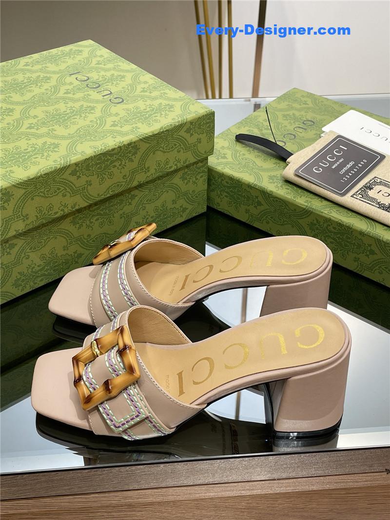 Gvc*1 chunky heel bamboo buckle sandals