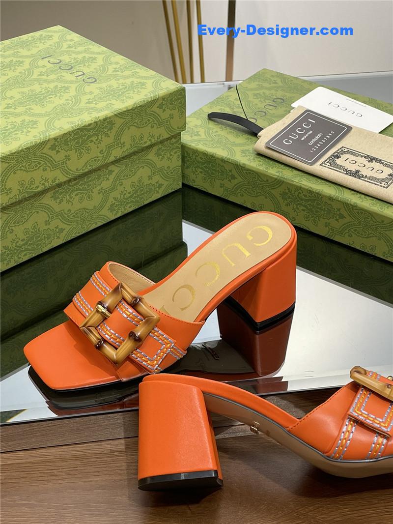 Gvc*1 chunky heel bamboo buckle sandals