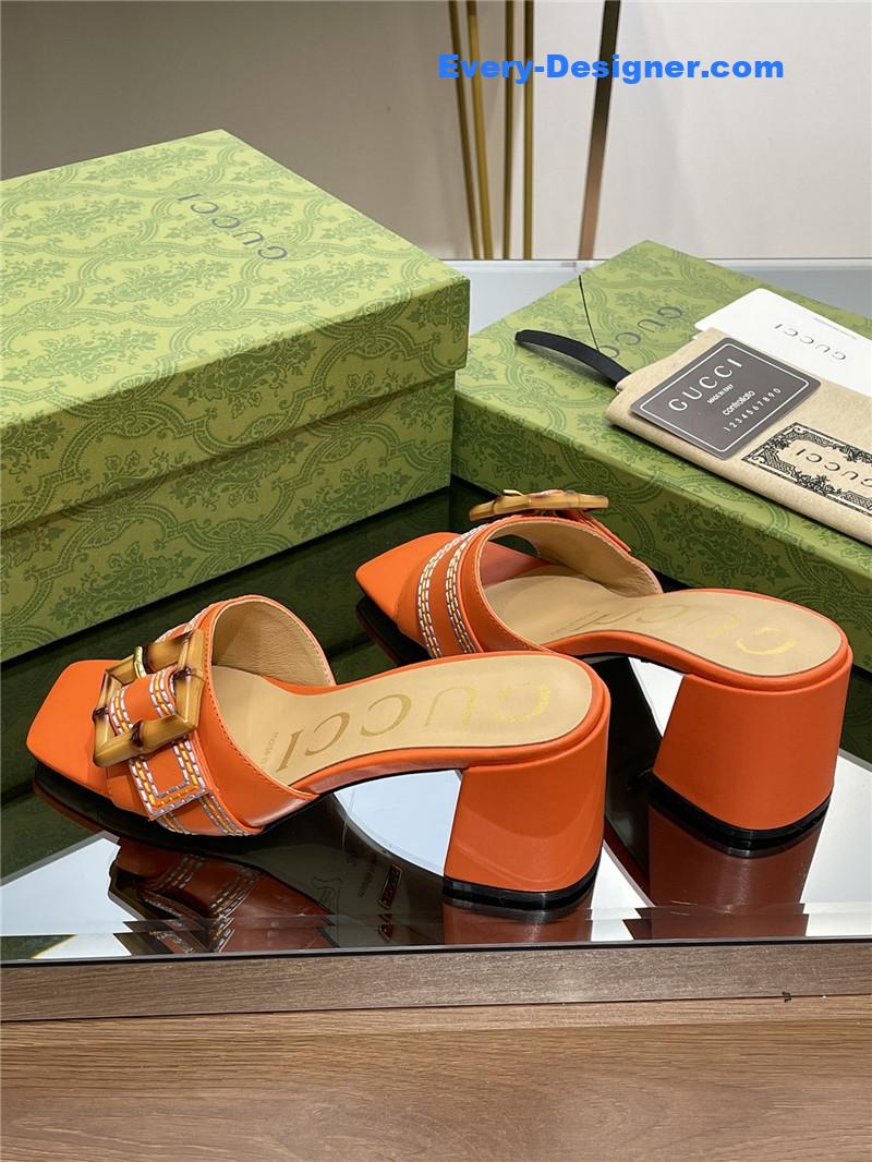 Gvc*1 chunky heel bamboo buckle sandals