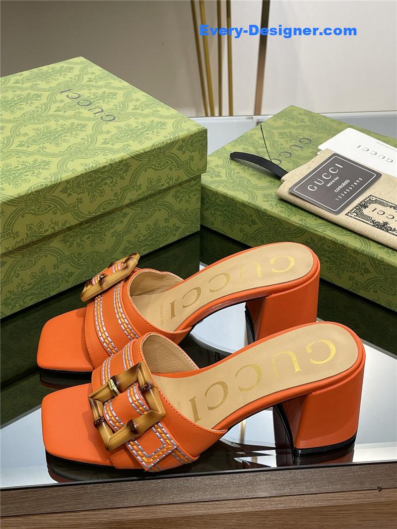 Gvc*1 chunky heel bamboo buckle sandals