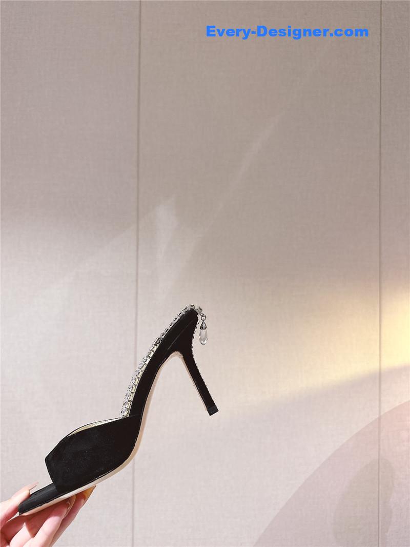 J1m*y Ch00 rhinestone chain heels