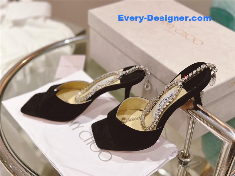 J1m*y Ch00 rhinestone chain heels