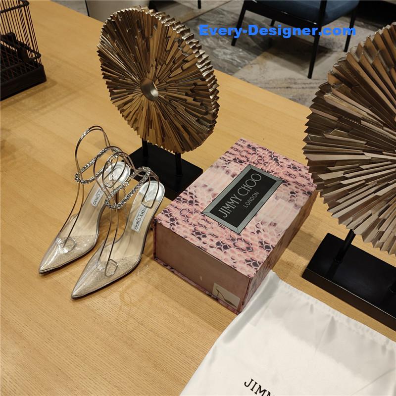 J1m*y Ch00 crystal chain heeled sandals