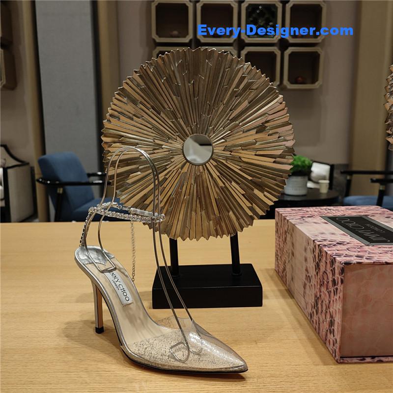 J1m*y Ch00 crystal chain heeled sandals