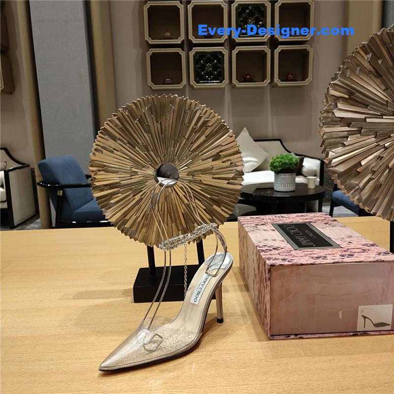 J1m*y Ch00 crystal chain heeled sandals