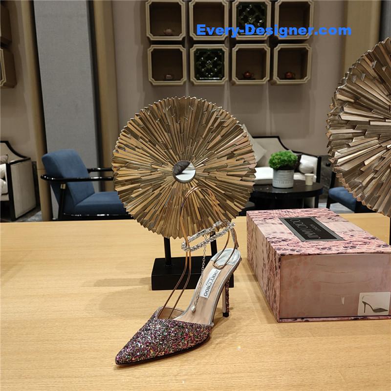 J1m*y Ch00 crystal chain heeled sandals