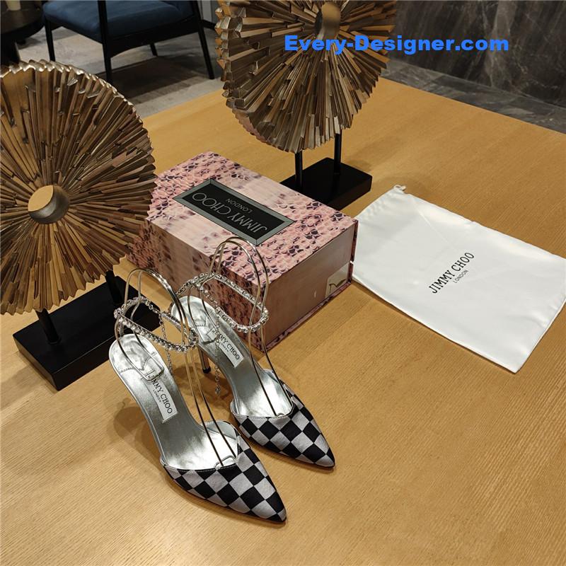 J1m*y Ch00 crystal chain heeled sandals