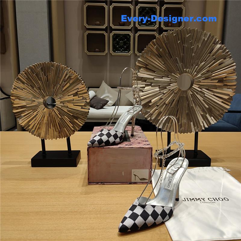 J1m*y Ch00 crystal chain heeled sandals