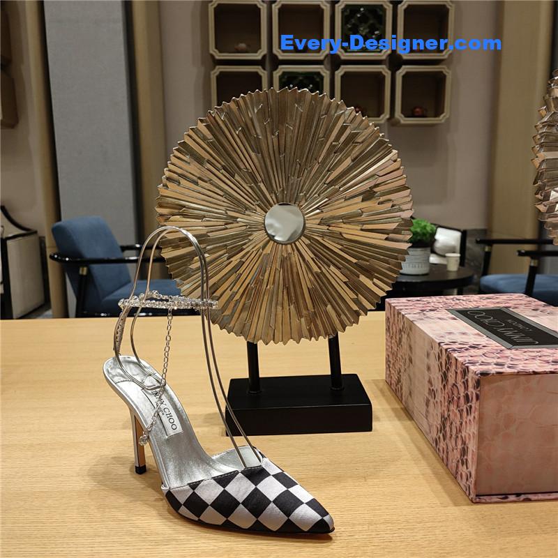 J1m*y Ch00 crystal chain heeled sandals