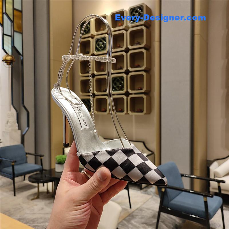 J1m*y Ch00 crystal chain heeled sandals