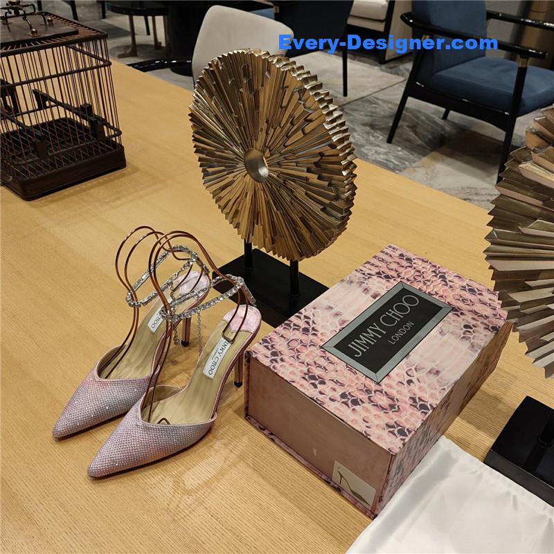 J1m*y Ch00 crystal chain heeled sandals
