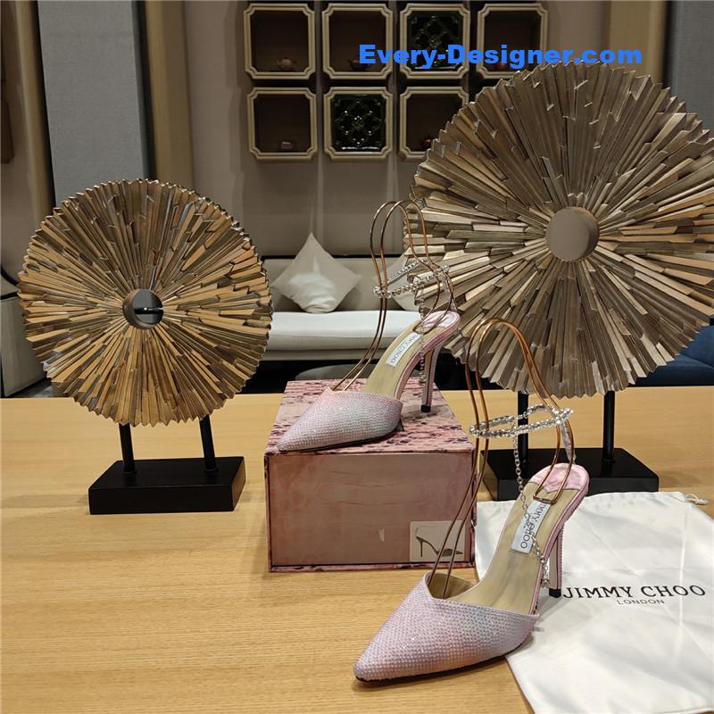 J1m*y Ch00 crystal chain heeled sandals