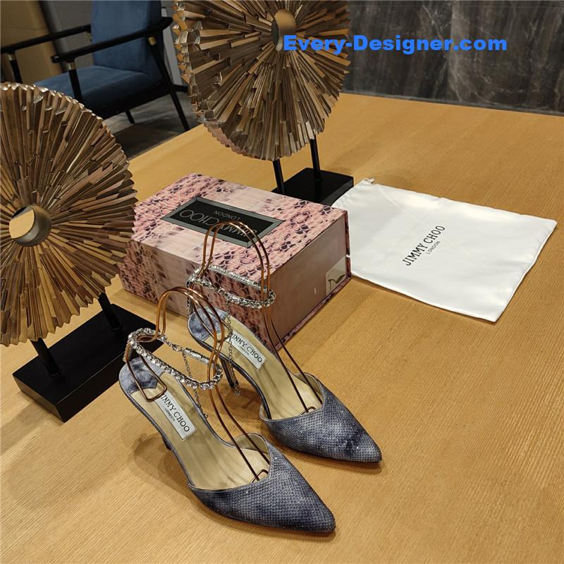 J1m*y Ch00 crystal chain heeled sandals