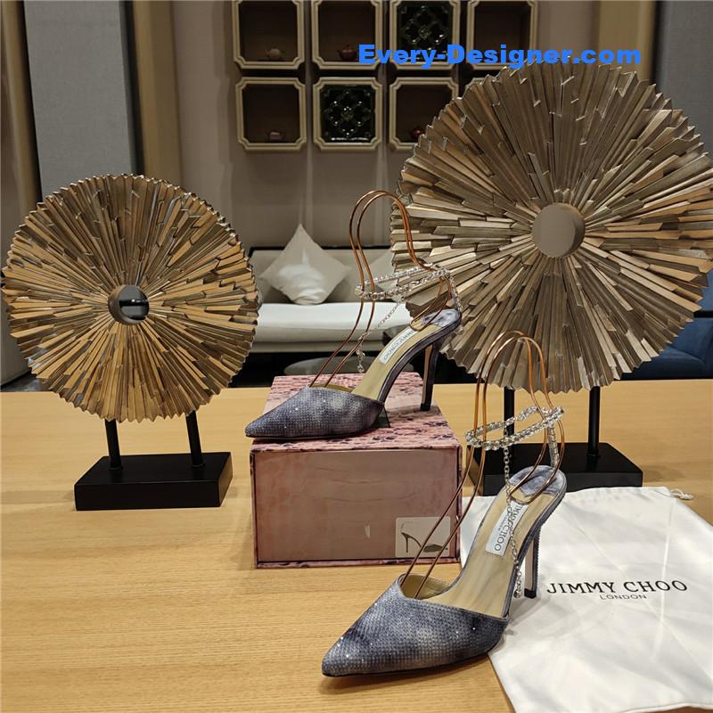 J1m*y Ch00 crystal chain heeled sandals