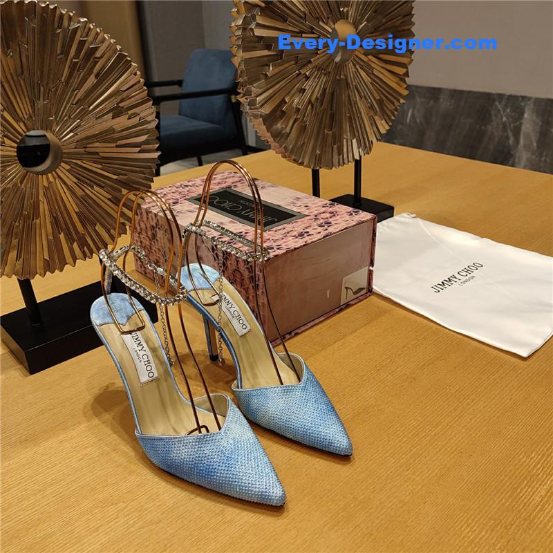 J1m*y Ch00 crystal chain heeled sandals