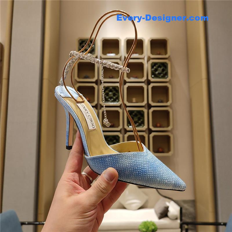 J1m*y Ch00 crystal chain heeled sandals