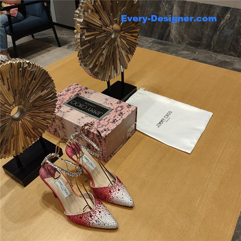J1m*y Ch00 crystal chain heeled sandals