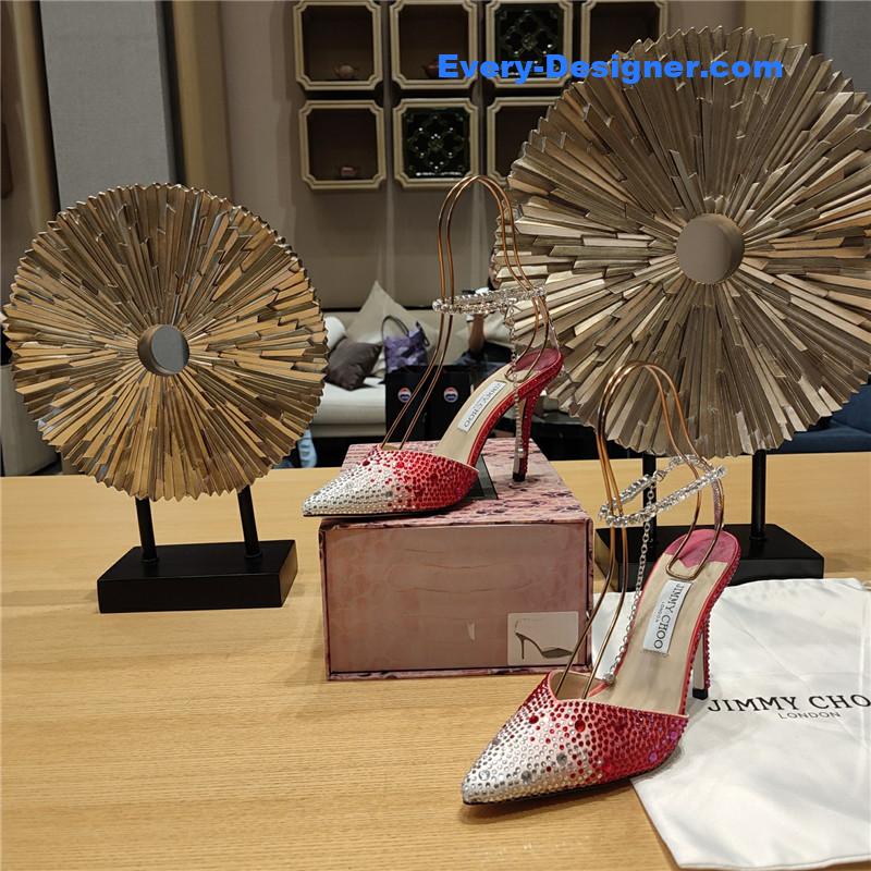 J1m*y Ch00 crystal chain heeled sandals