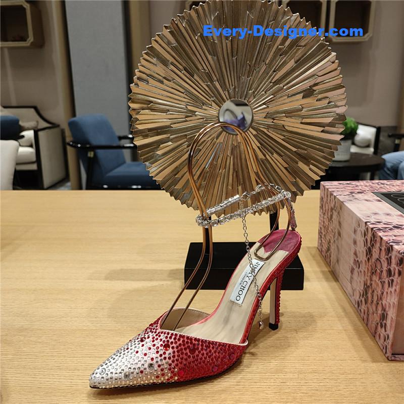 J1m*y Ch00 crystal chain heeled sandals