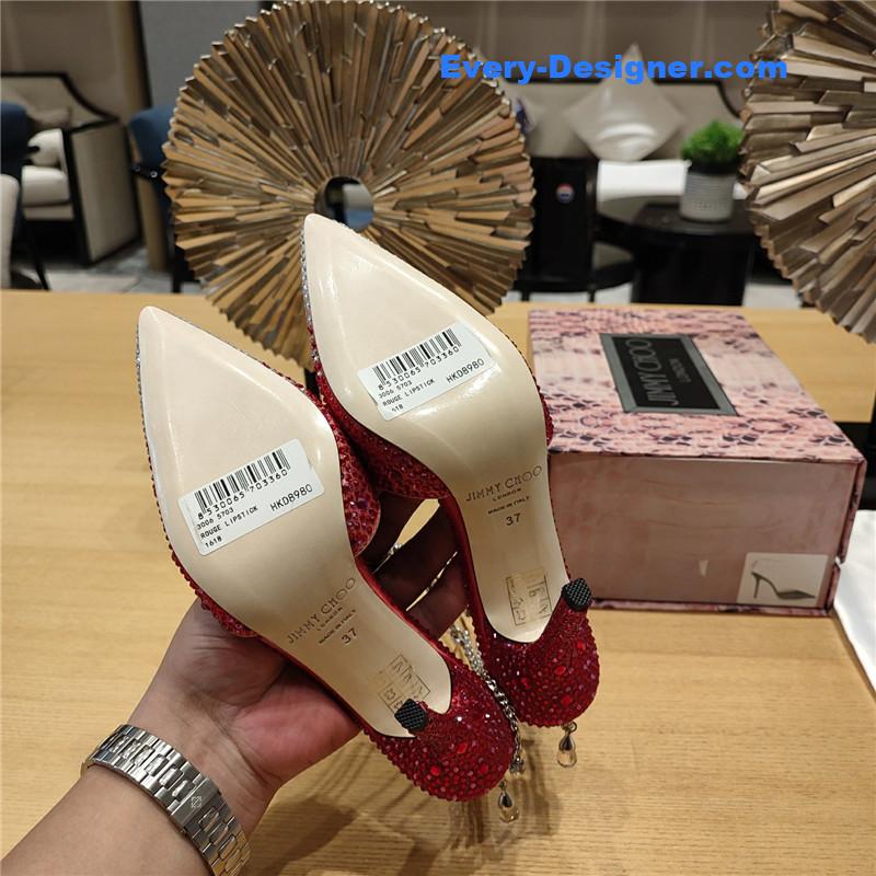 J1m*y Ch00 crystal chain heeled sandals