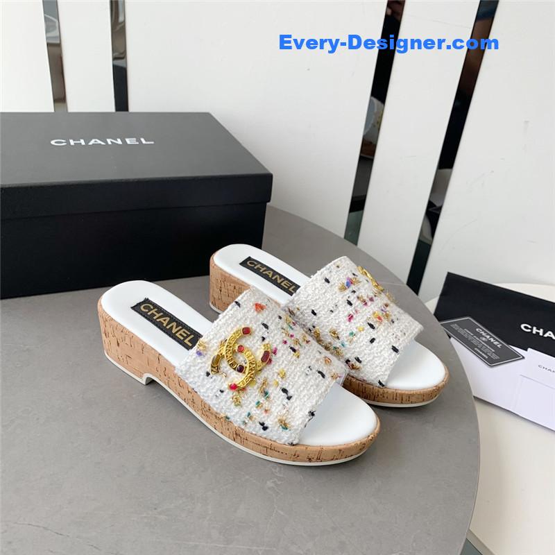 CC rhombus thick-soled flip flops