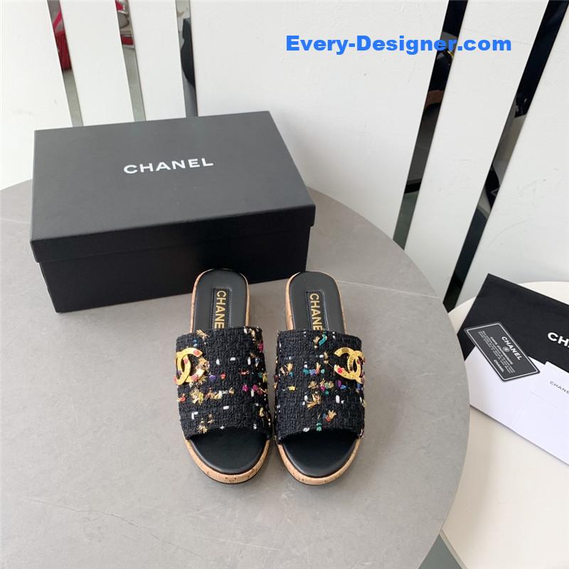 CC rhombus thick-soled flip flops