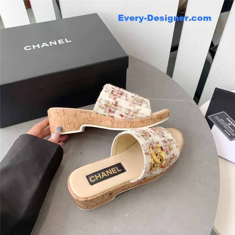 CC rhombus thick-soled flip flops