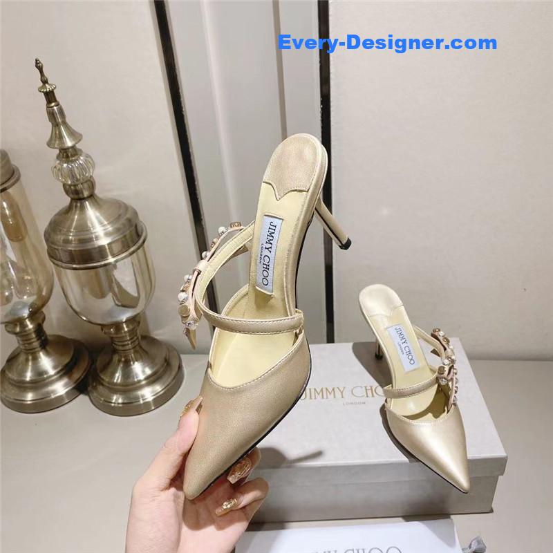 J1m*y Ch00 bow high heel sandals slippers