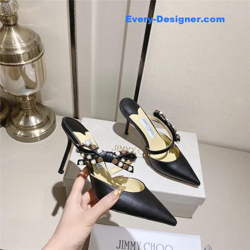 J1m*y Ch00 bow high heel sandals slippers