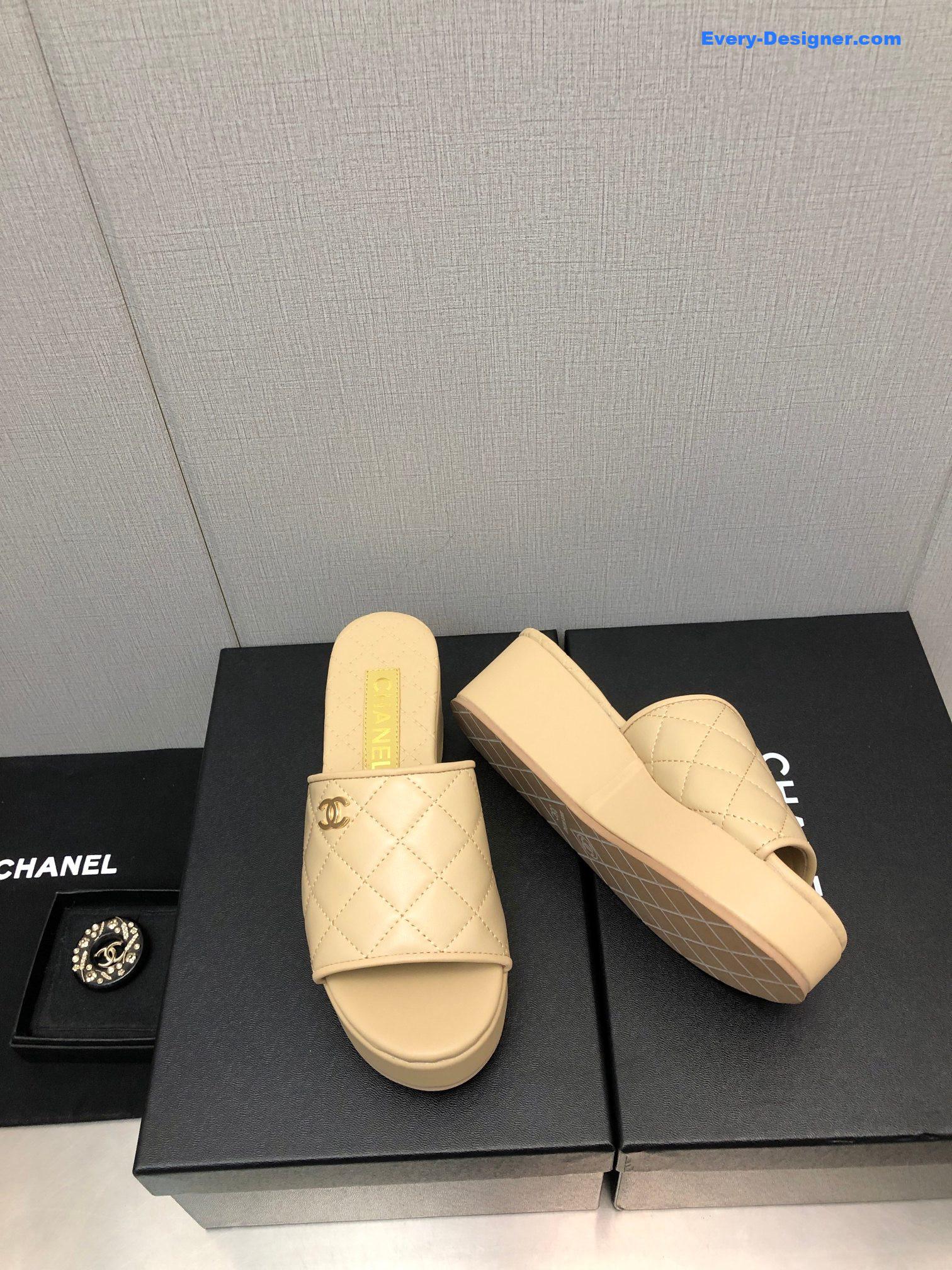 CC rubber outsole high imitation water platform slippers