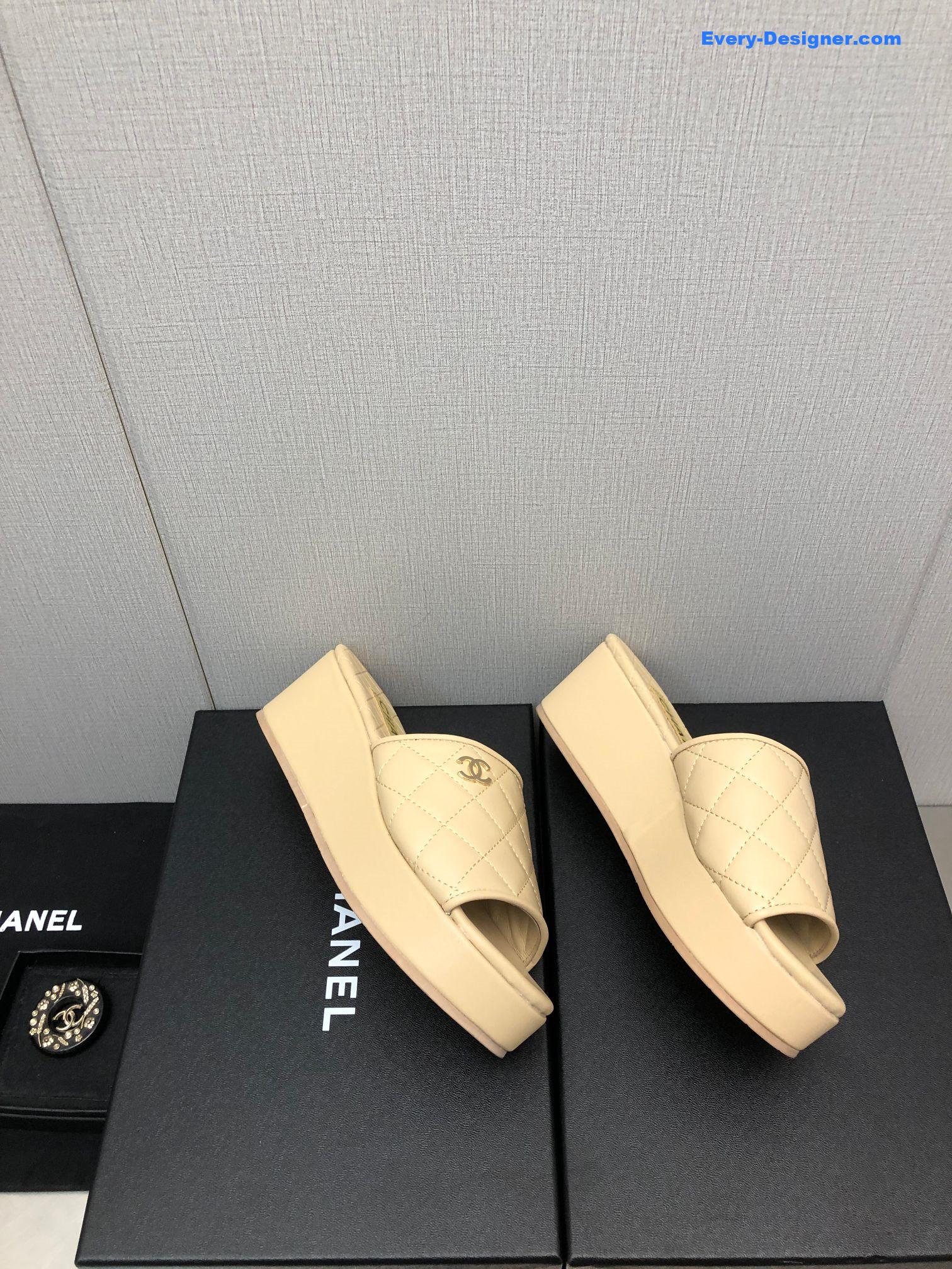 CC rubber outsole high imitation water platform slippers