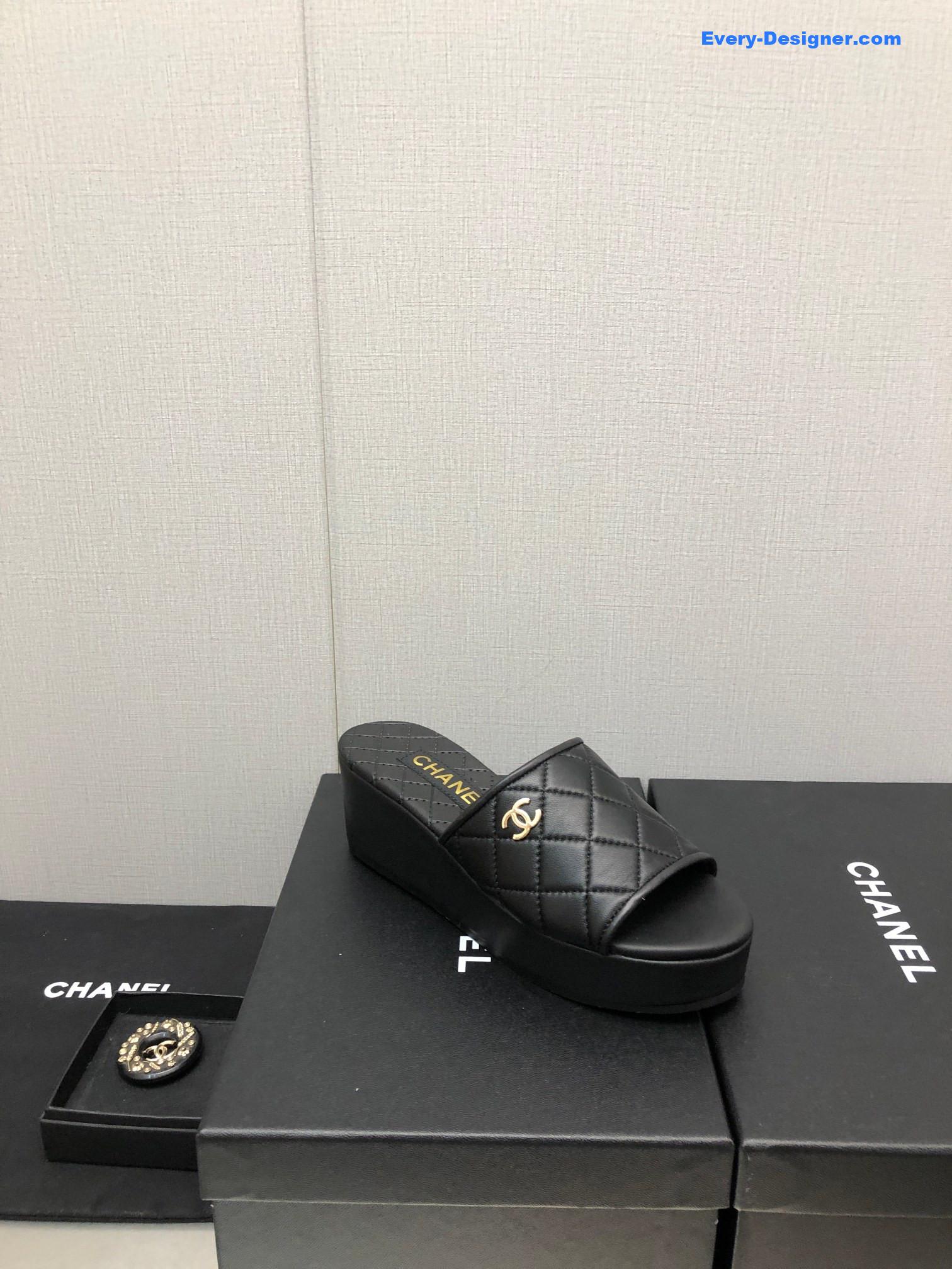 CC rubber outsole high imitation water platform slippers