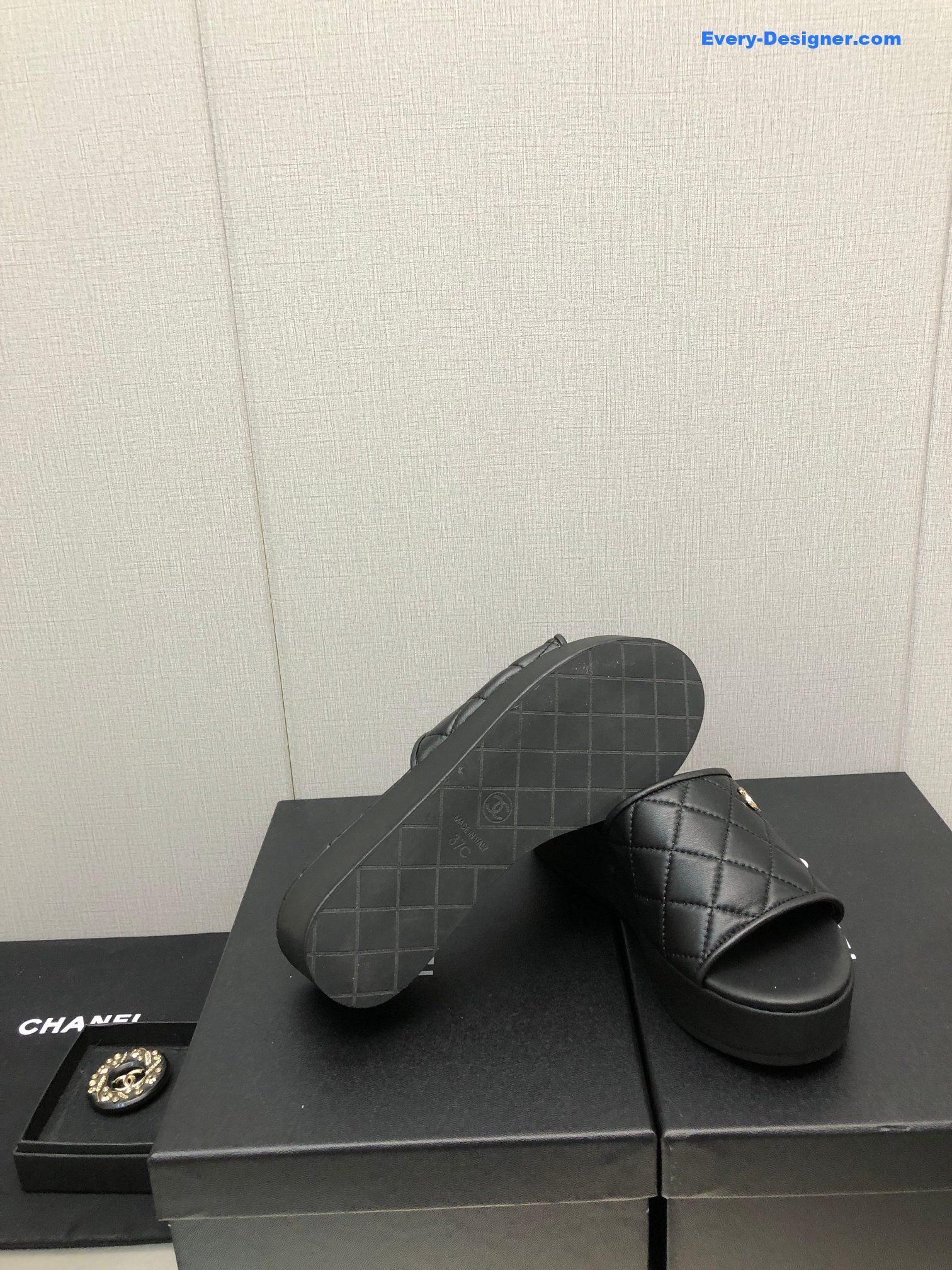 CC rubber outsole high imitation water platform slippers