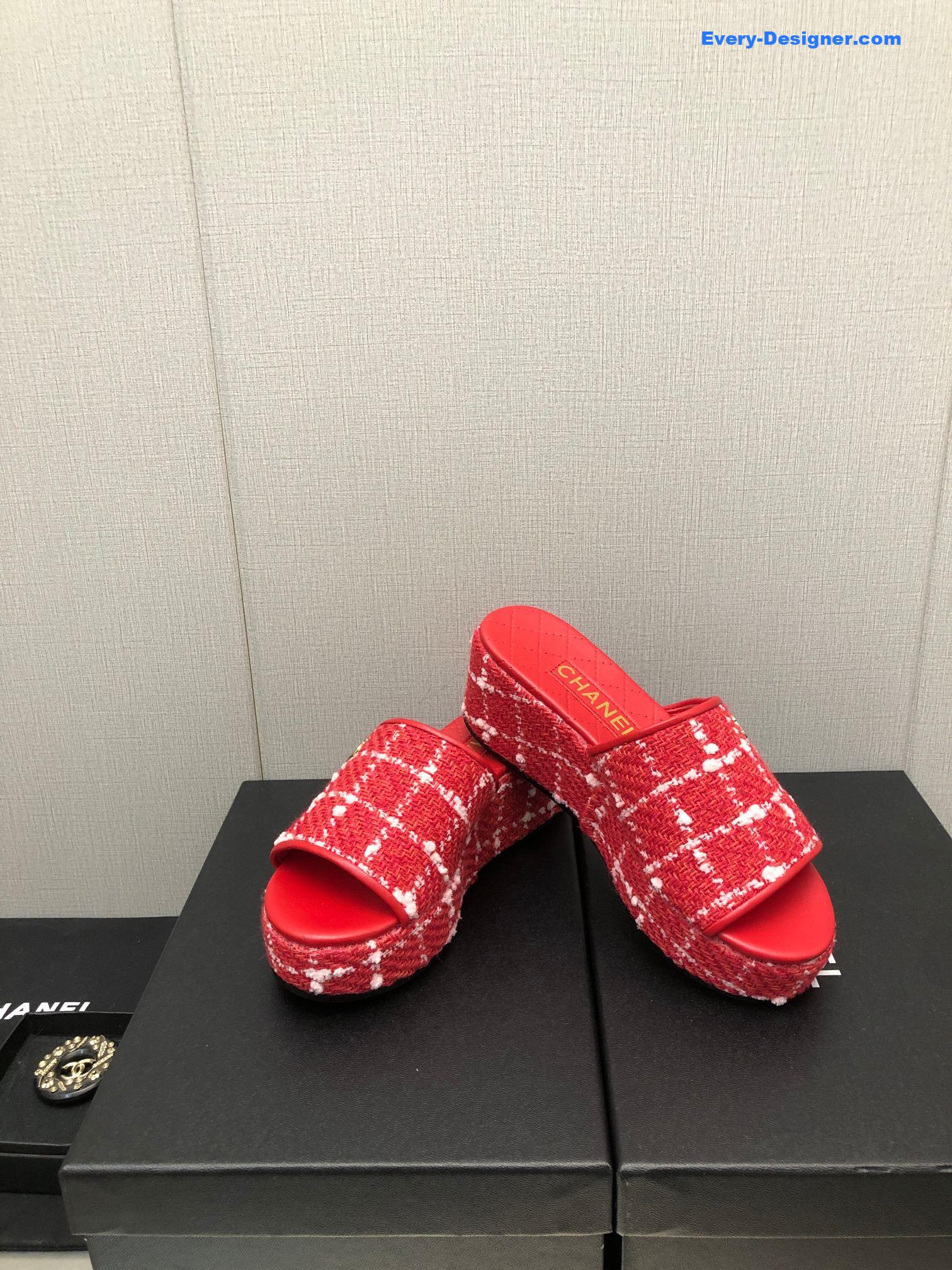 CC rubber outsole high imitation water platform slippers