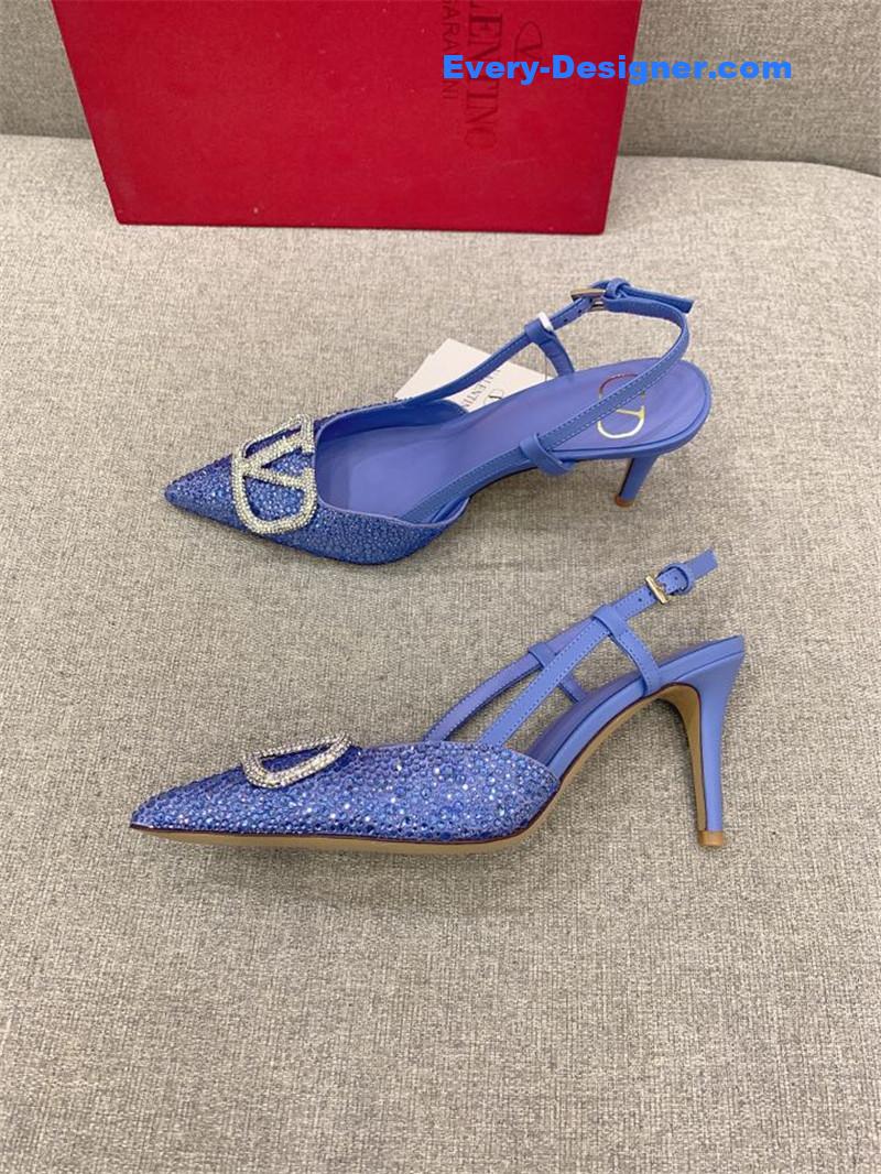 va1e*ntin0 new v buckle full D1am0nd high-heeled sandals