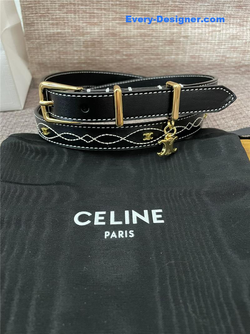 Ce1i*e embroidered belt in vintage calfskin