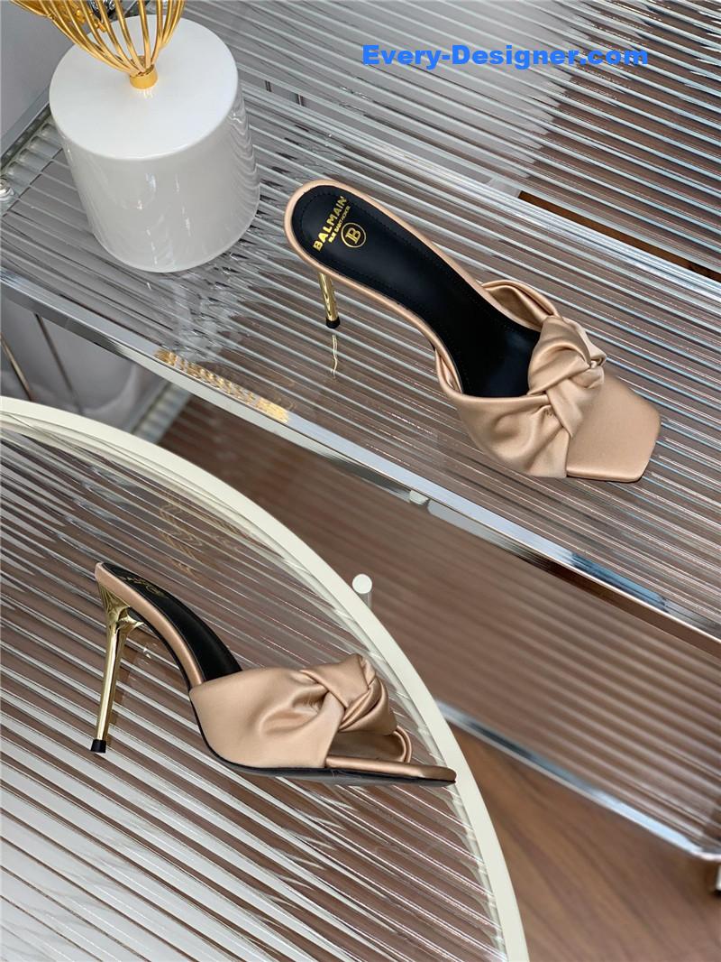Balmain runway silk heeled slides