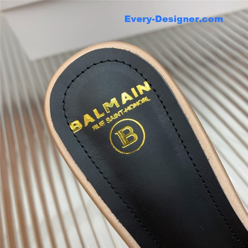 Balmain runway silk heeled slides