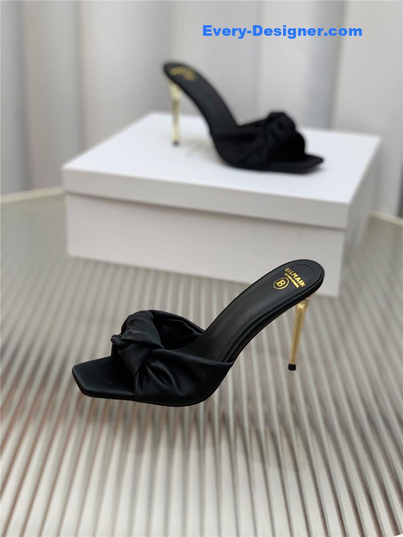 Balmain runway silk heeled slides
