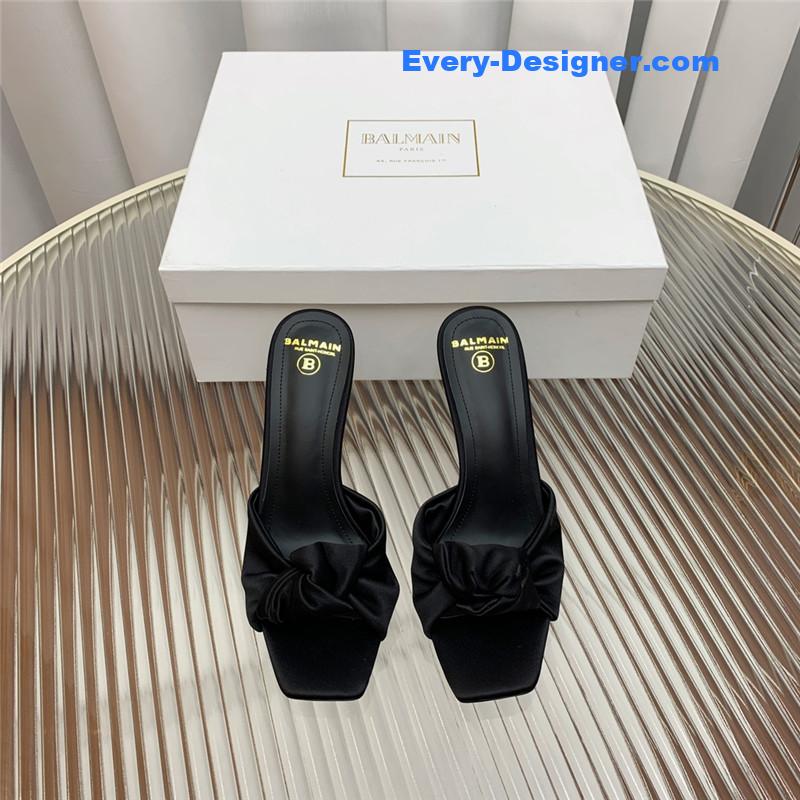 Balmain runway silk heeled slides