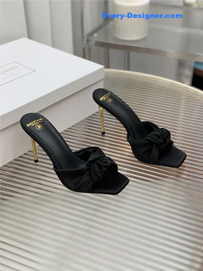Balmain runway silk heeled slides