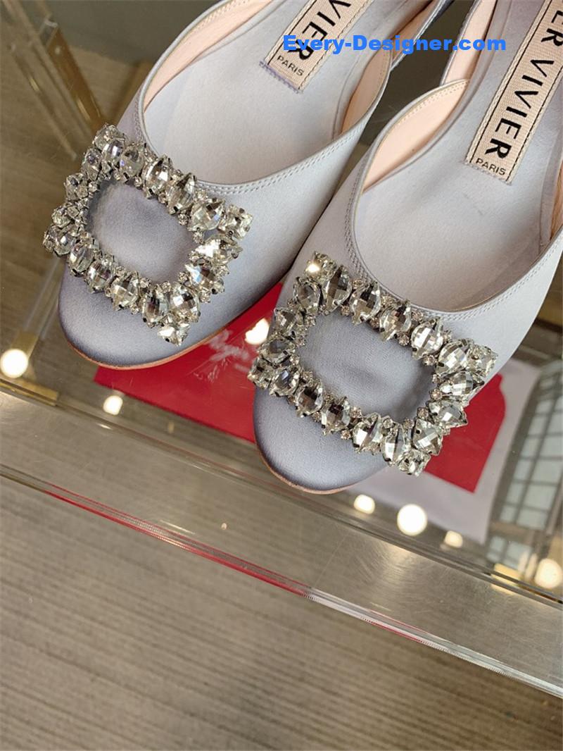 Roger vivier new hollow square buckle flat bottom