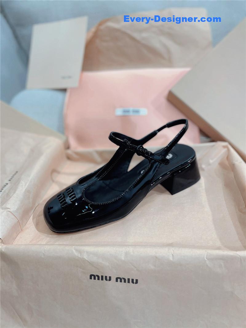 M1um1u spring summer patent leather strap high heels