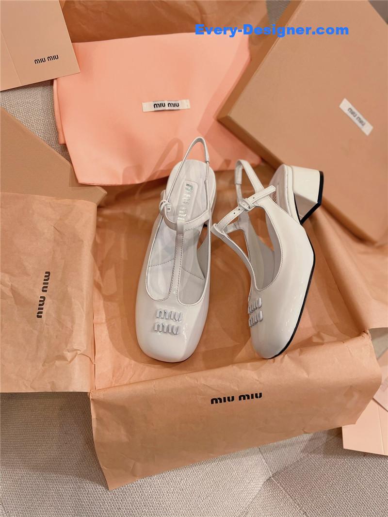 M1um1u spring summer patent leather strap high heels