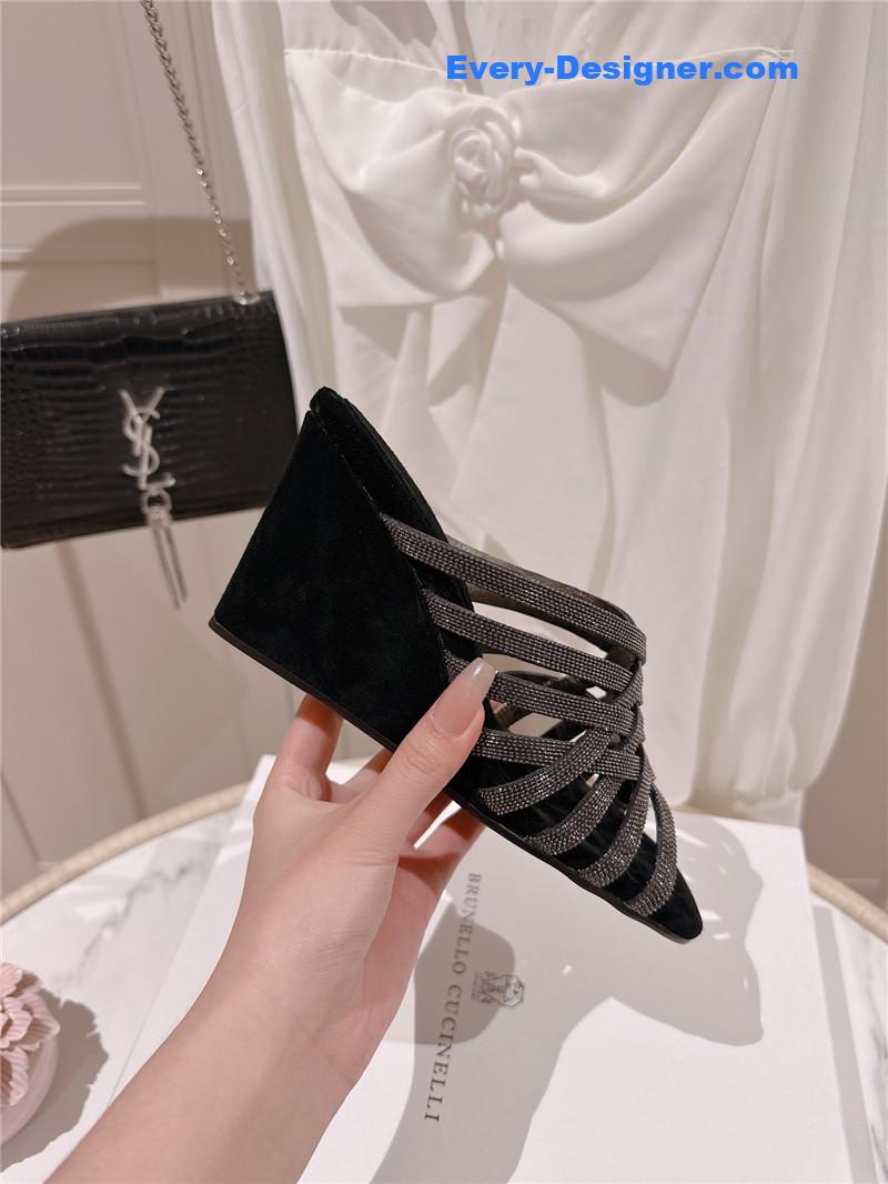 steel D1am0nd wedge slippers