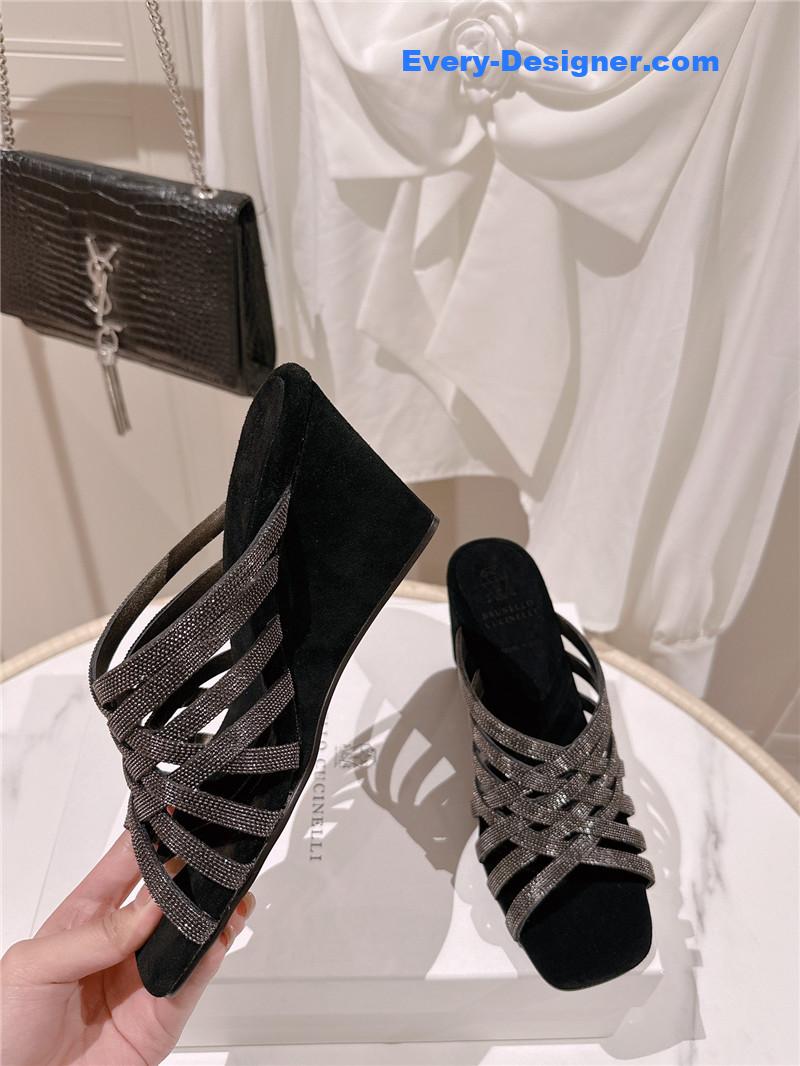 steel D1am0nd wedge slippers